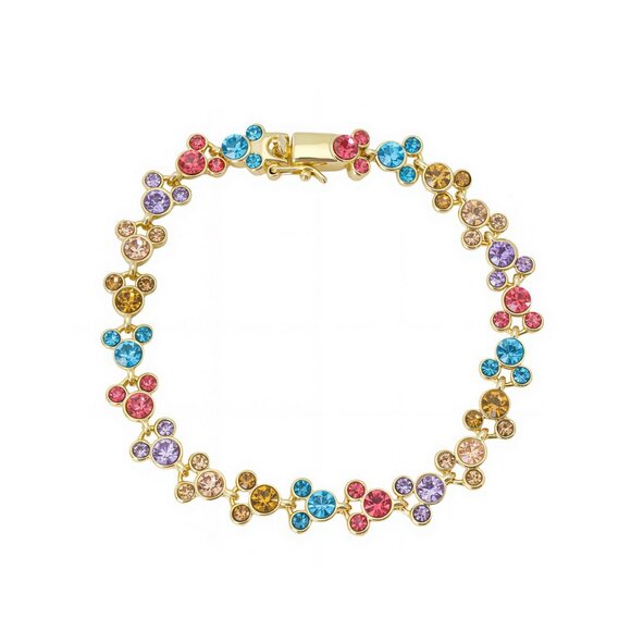 New In Box Disney Store,Crystal Multi Color Station Mickey Mouse Tennis Bracelet - Picture 2 of 8